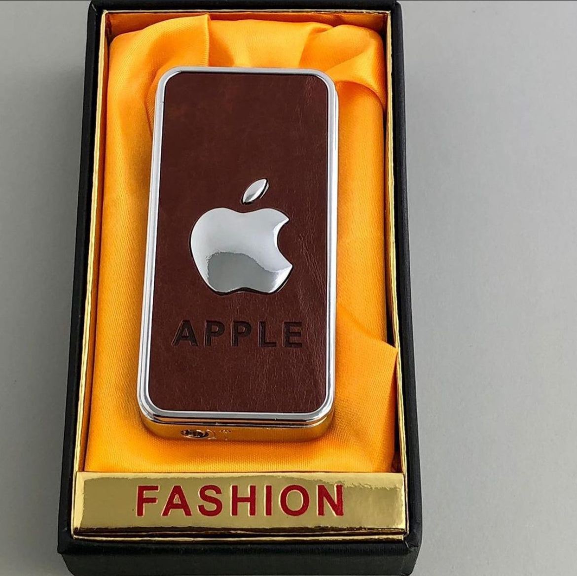 Apple Sliding Windproof Lighter (Premium Leather Finish)