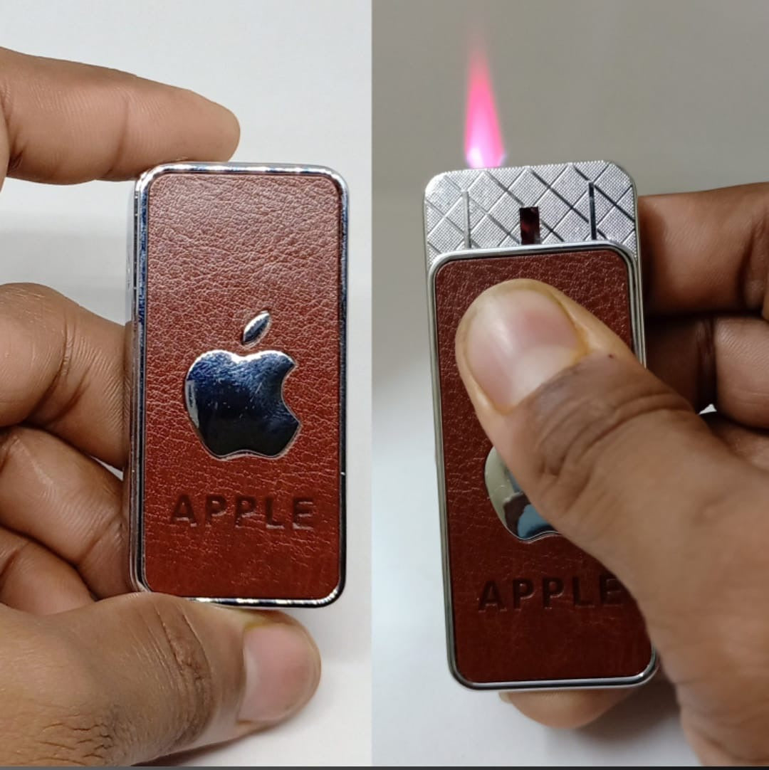 Apple Sliding Windproof Lighter (Premium Leather Finish)