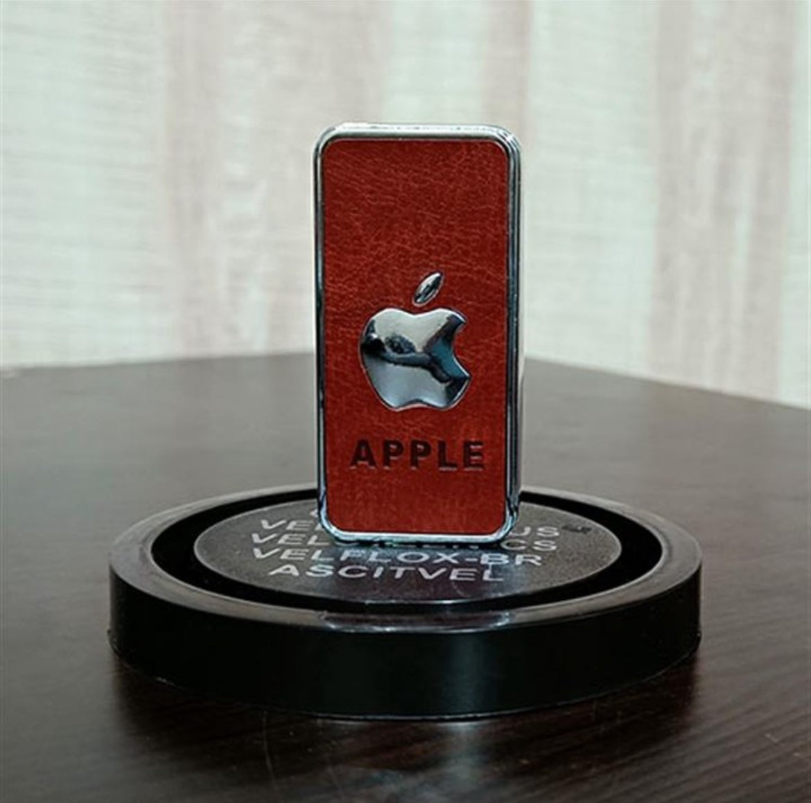 Apple Sliding Windproof Lighter (Premium Leather Finish)