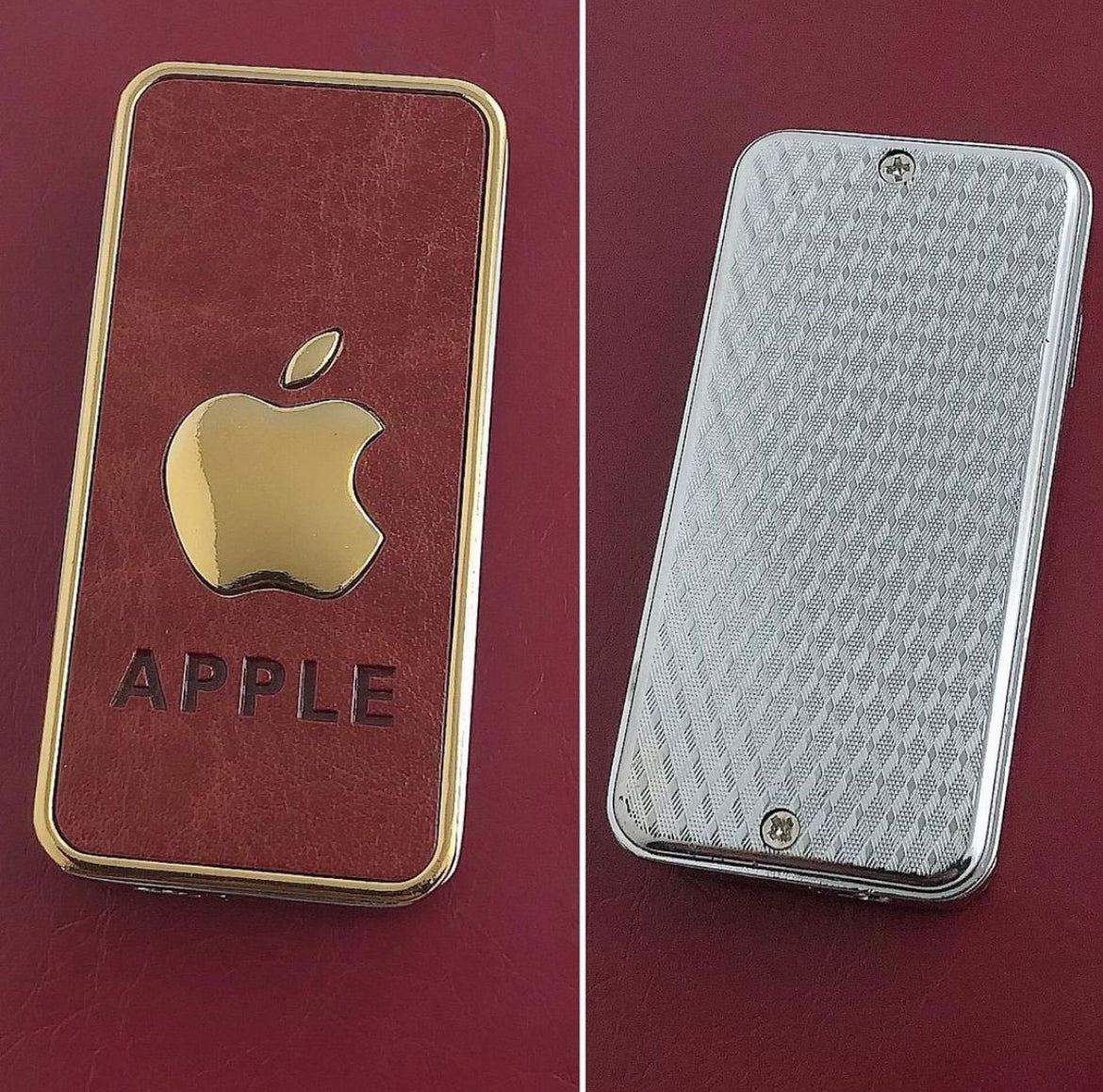 Apple Sliding Windproof Lighter (Premium Leather Finish)