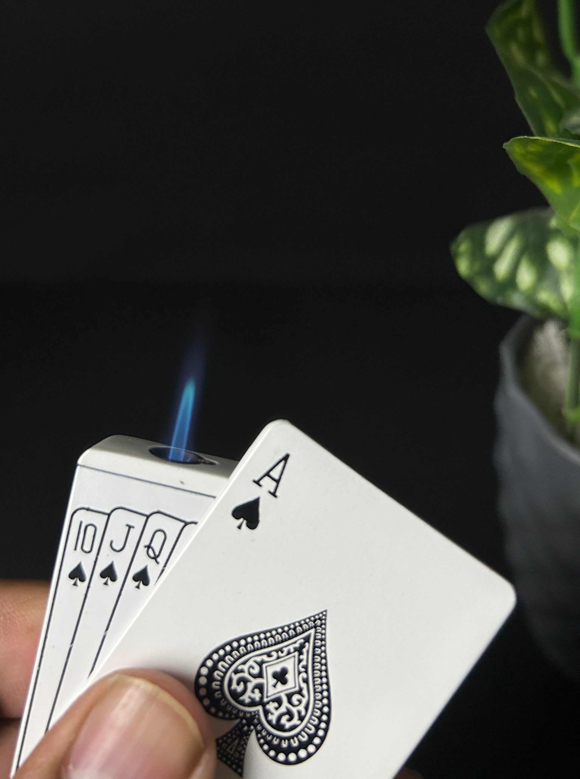 white ace playing card lighter with windproof jet flame