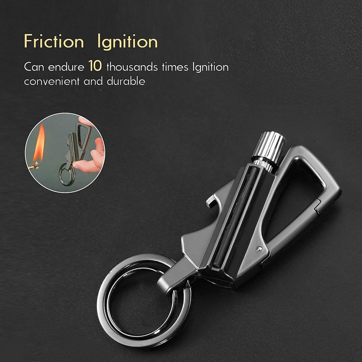 4-in-1 Matchstick Zippo Lighter | Lighter, Key Chain, Bottle Opener, Spring Clip (Premium Quality) (With Liquid fuel bottle)