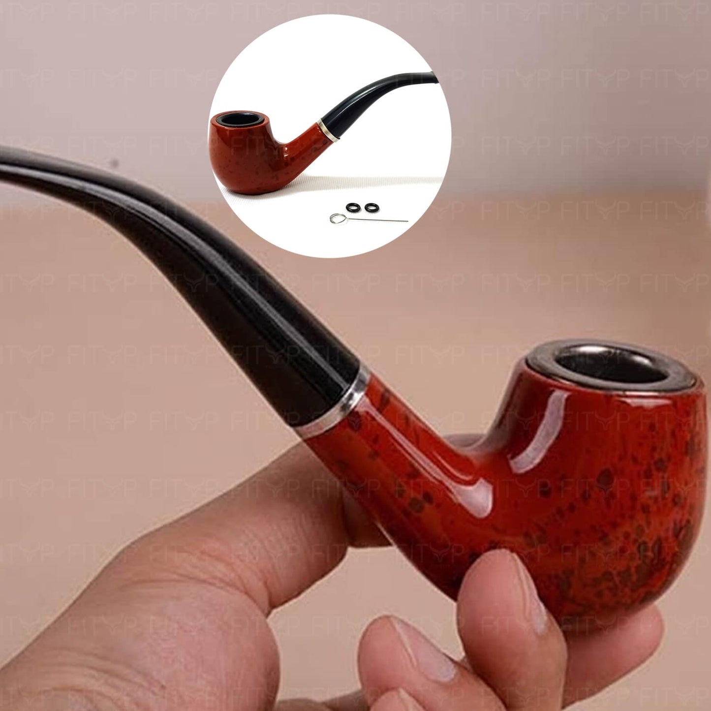 Exclusive Premium Wooden Finish Smoking Pipe / Tobacco Pipe (With Cleaning Pin & extra valves)